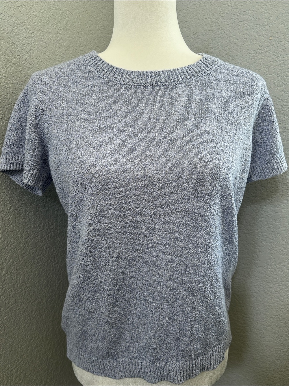 Cyrus Heathered Light Blue Short-Sleeve Crewneck Top